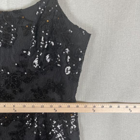 Dress The Population Sequin Floral Lace Tea Length Dress Womens Size Large Black - Picture 5 of 10